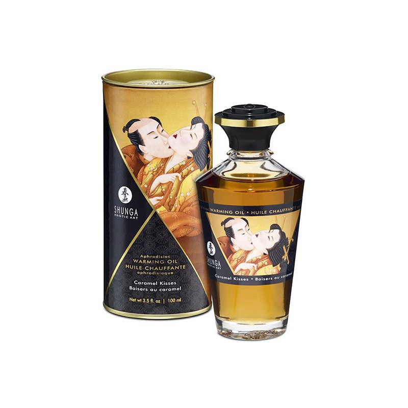 Shunga Huile de massage Chauffante Aphrodisiaque - BAISERS AU CARAMEL 100ml